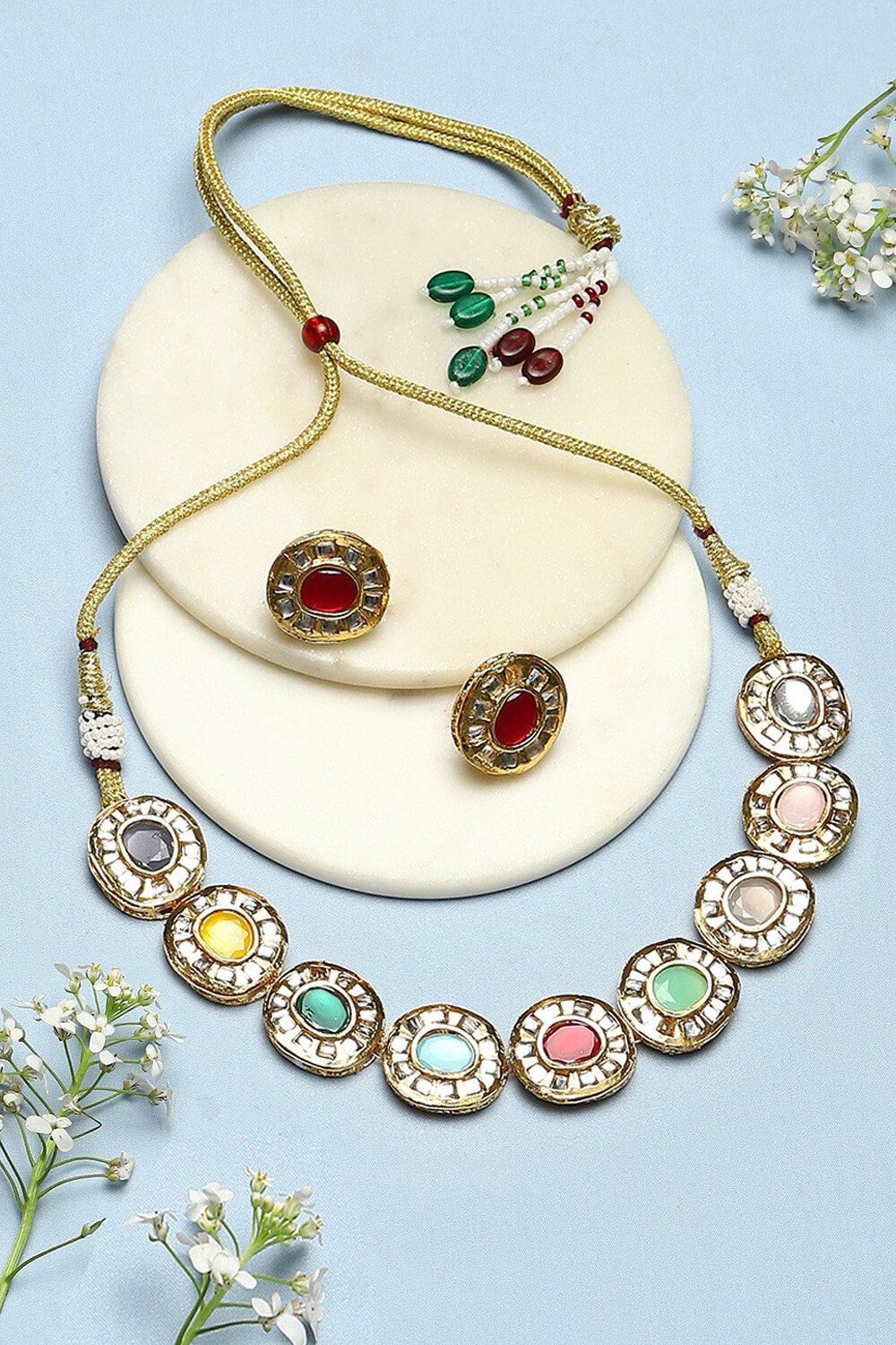 Multicolour Brass Necklace Set image number 0
